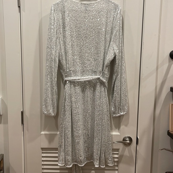 Forever 21+ silver sequin faux wrap party dress - Picture 5 of 7